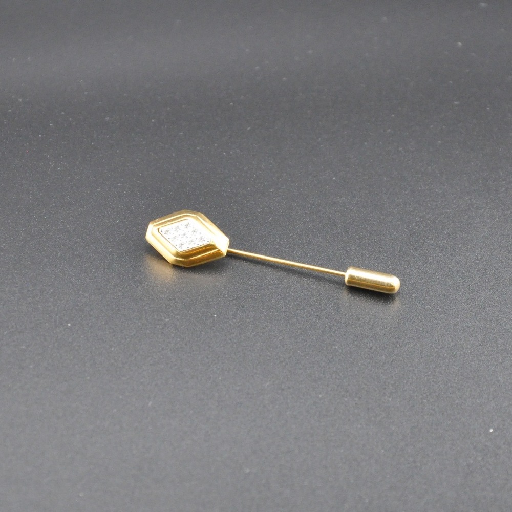 Avon Stick Pin Gold-tone Vintage Rhinestone Hexagon Geometric Lapel Accessory